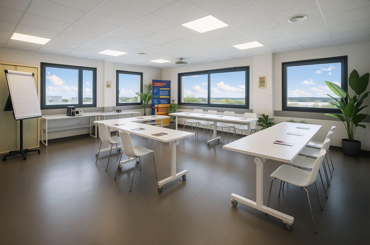 Salle Soléa 214 à Espace Entreprise Garosud, tables modulables et paperboard